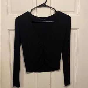 Long sleeve low cut crop top